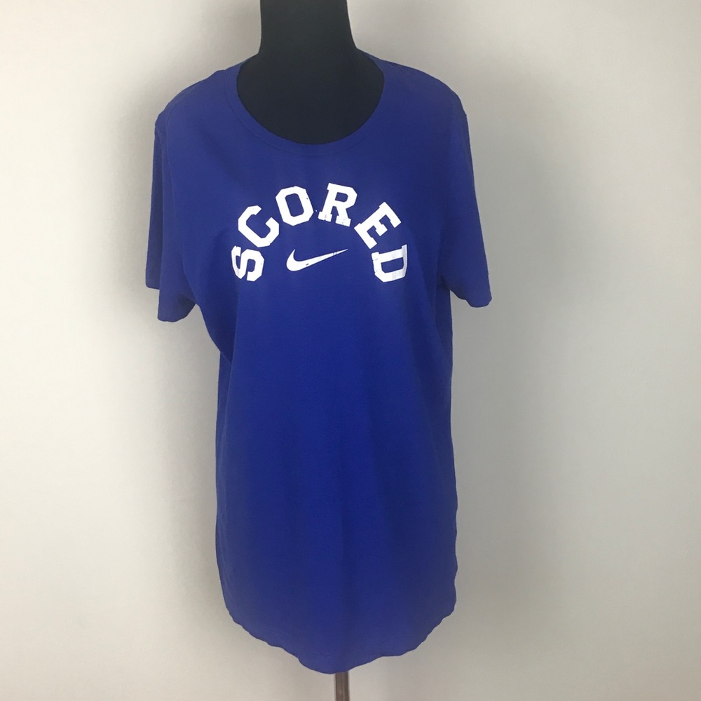 NIKE short sleeved blue scored graphic top XL - Picture 2 of 6
